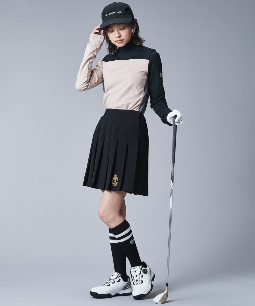 大きいサイズ レディース トップス 配色ブロッキングハイネックカットソープルオーバー シックスタイルゴルフ対応 CHIC STYLE tシャツ 配色ハイネックカットソープルオーバー