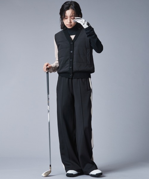 大きいサイズ レディース トップス 配色ブロッキングハイネックカットソープルオーバー シックスタイルゴルフ対応 CHIC STYLE tシャツ 配色ハイネックカットソープルオーバー