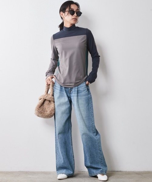CHIC STYLE tシャツ 配色ハイネックカットソープルオーバー