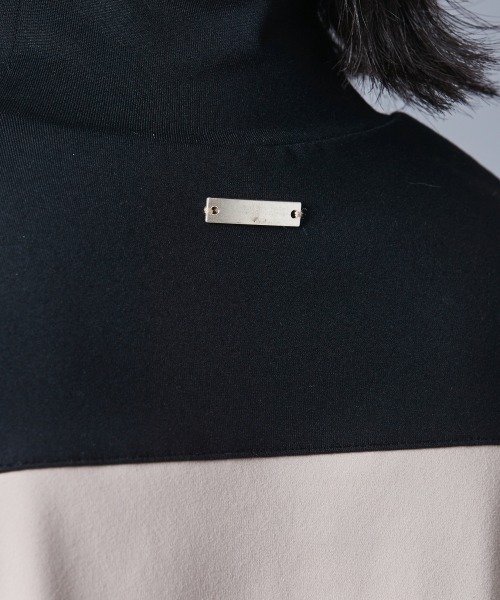 大きいサイズ レディース トップス 配色ブロッキングハイネックカットソープルオーバー シックスタイルゴルフ対応 CHIC STYLE tシャツ 配色ハイネックカットソープルオーバー