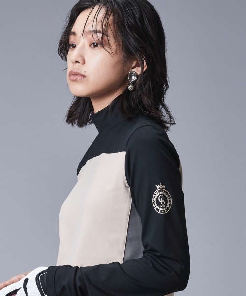 CHIC STYLE tシャツ 配色ハイネックカットソープルオーバー