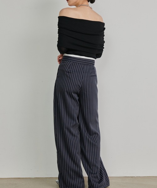 solleim（ソルレム） パンツ ダブルウエストピンストライプパンツ
