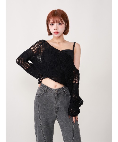 Darich ニット セーター シアーボーダーニットトップス