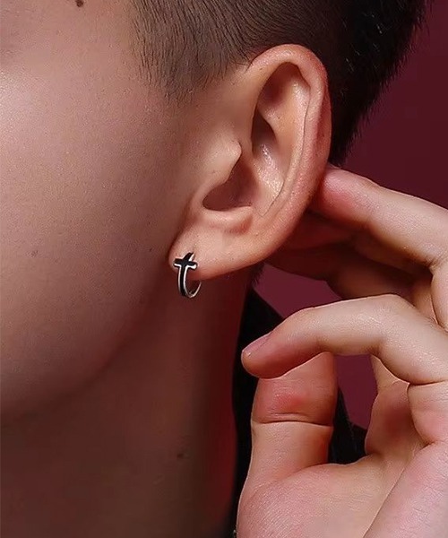 Gw ピアス　㉑ NO WAY ピアス /EKG141/クロスフープリングペアピアス/両耳用