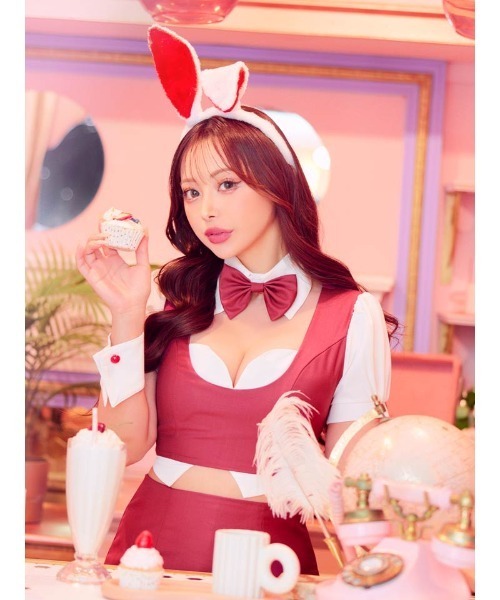 サンタ コスプレ ケープ付き 6点セット バニーガール レディース ピンク DAZZY コスプレ サンタ バニーガール コスチューム 6点セット