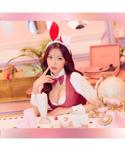 サンタ コスプレ ケープ付き 6点セット バニーガール レディース ピンク DAZZY コスプレ サンタ バニーガール コスチューム 6点セット