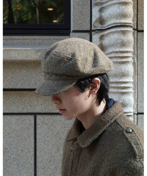 Noen（ノエン） キャップ 帽子 ウールブレンドヘリンボーン