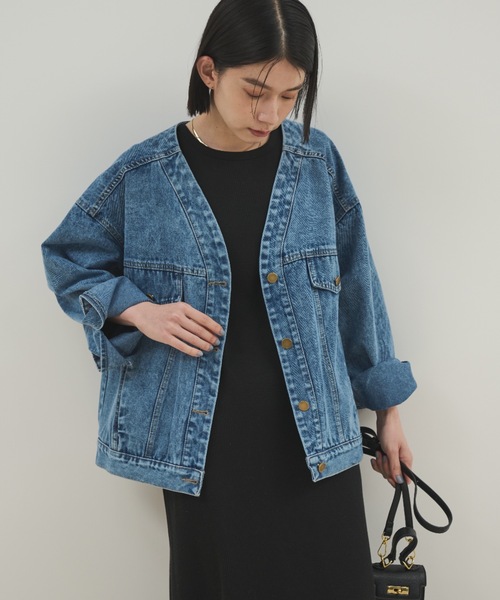 未使用✨somarI ヴィンテージ風 ノーカラー Gジャン デニムジャケット somari ヴィンテージ風デニムジャケット Gジャン ノーカラー