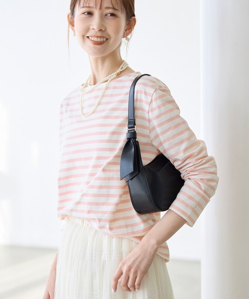 セール】刺繍入りボーダーカットトップス（Tシャツ/カットソー