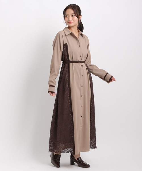 MAMC レース シャツ ワンピース mana maruyamaさんコラボ】レースカラーコクーンワンピース