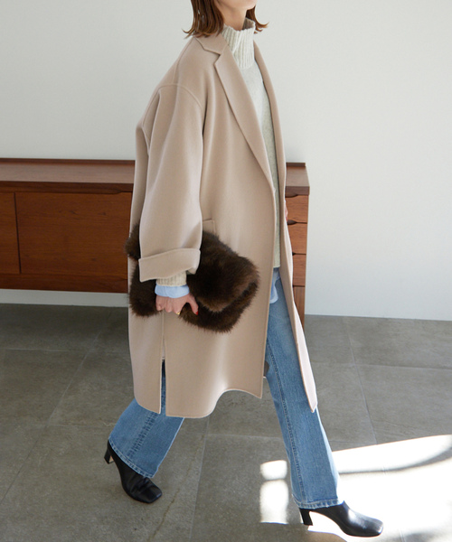 新品★slobe iena super100 ロングチェスターコート　ベージュ セール】SUPER100 ロングチェスターコート◇（チェスターコート