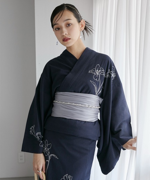 花柄 浴衣 ハンドメイド Rew-You 浴衣 花柄 小花柄 くすみカラー 大人かわいい ギャル
