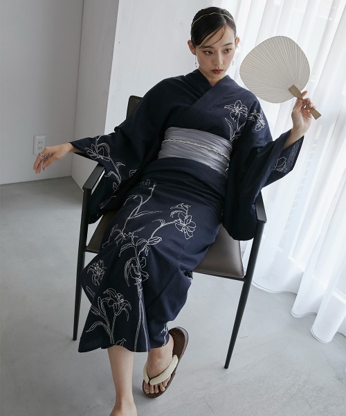 Neina 浴衣 「浴衣」花柄デザイン刺しゅう浴衣セット（ゆかた＋