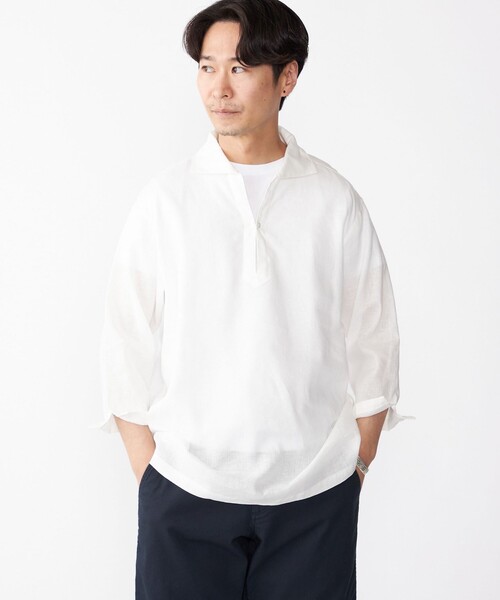 SHIPS（シップス） シャツ SHIPS: フレックスリネン 7スリーブ カプリ