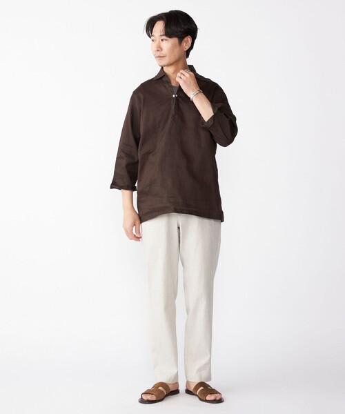 SHIPS（シップス） 七分袖 シャツ SHIPS: フレックスリネン 7スリーブ