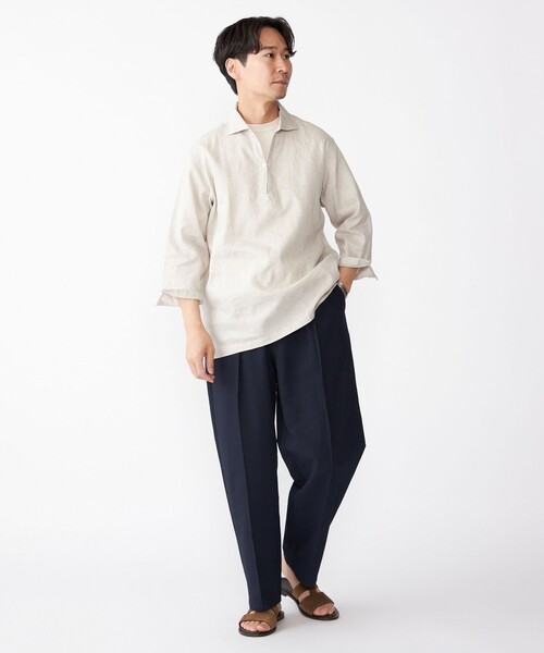 SHIPS（シップス） 七分袖 シャツ SHIPS: フレックスリネン 7スリーブ