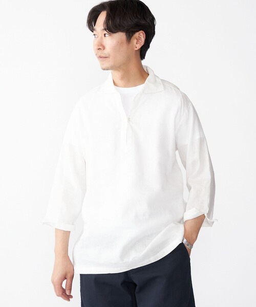 SHIPS（シップス） シャツ SHIPS: フレックスリネン 7スリーブ カプリ