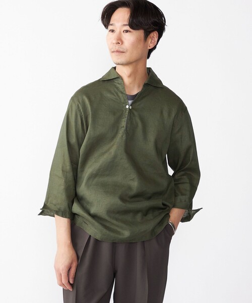 SHIPS（シップス） シャツ SHIPS: フレックスリネン 7スリーブ カプリ