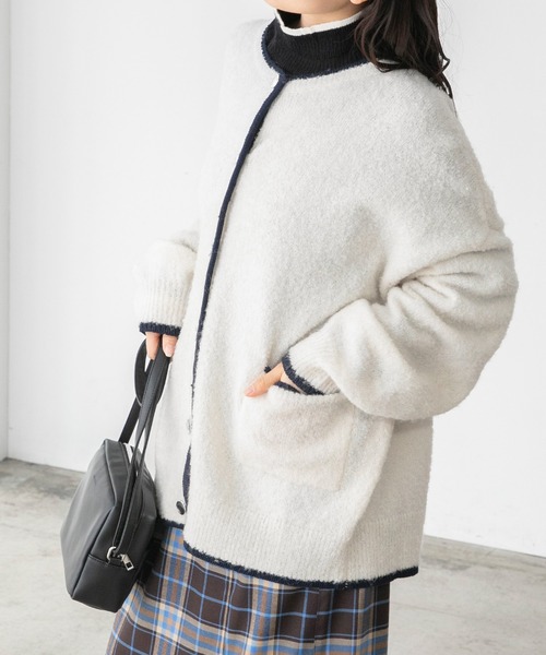 「BONLECILL」 ニットカーディガン FREE ブラウン レディース_画像3