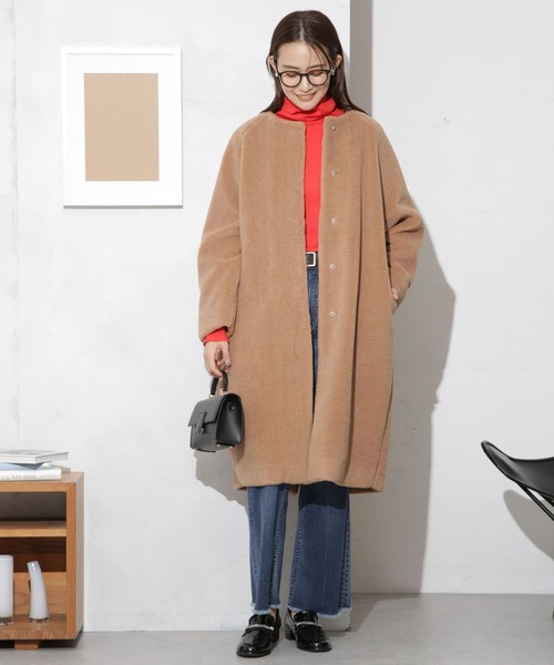 「NANO universe」 ノーカラーコート FREE チャコール レディース_画像3