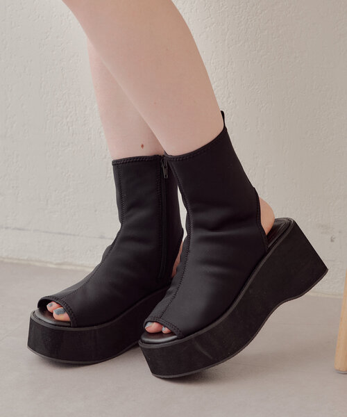 Chico（チコ） オープントゥブーツ LARGE ブラック レディース