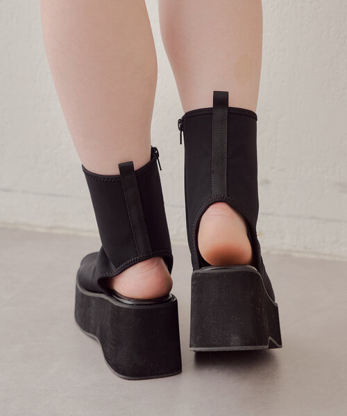 ちーこ Chico（チコ） オープントゥブーツ LARGE ブラック レディース