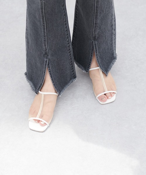 [DISCOAT] повреждение обработка Denim брюки MEDIUM серый женский 