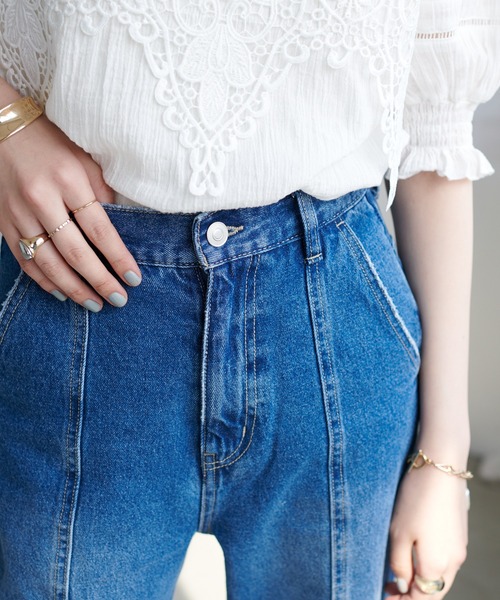 [DISCOAT] повреждение обработка Denim брюки MEDIUM серый женский 
