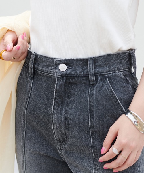 [DISCOAT] повреждение обработка Denim брюки MEDIUM серый женский 