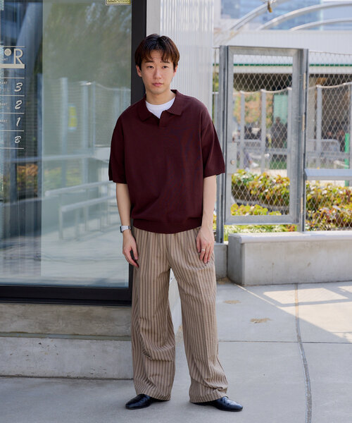 ニット セーター 「WHIMSIC」ファインニットショートスリーブポロシャツ レディース メンズ WHIMSIC ニット セーター 「WHIMSIC」ファインニットショート