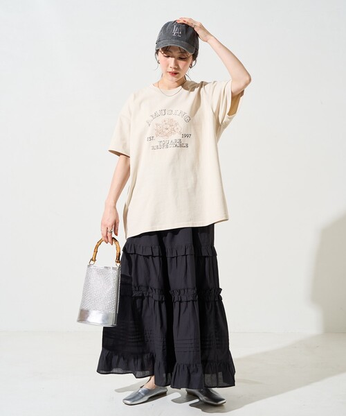 d.i.a♡タグ付き FREAK'S STORE tシャツ 限定展開 FLOWER 発泡 プリント 半袖 T