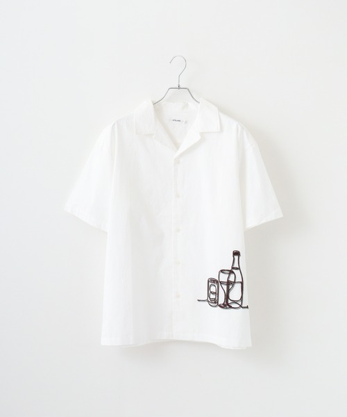 ATELANE（アテレーン） シャツ アソート刺繍デザイン開襟シャツ メンズ