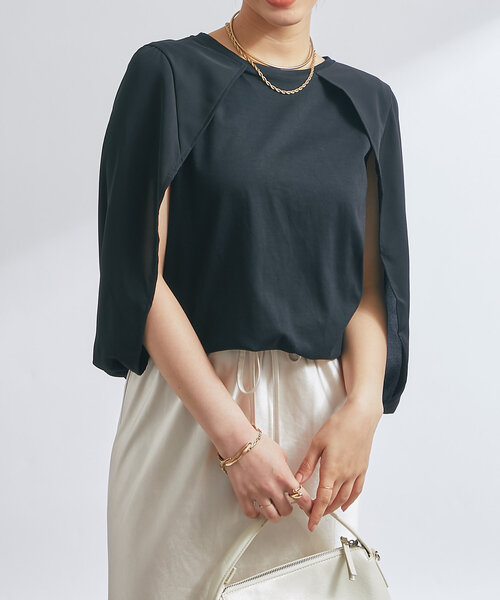 tシャツ ケープマントプルオーバー レディース un dix cors tシャツ ケープマントプルオーバー レディース