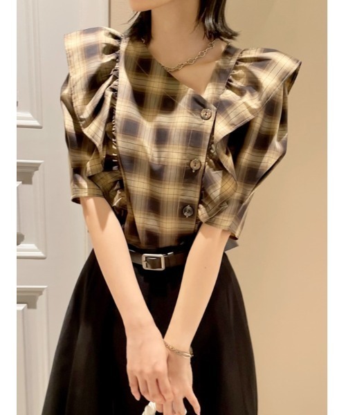 「LILY BROWN」 半袖ブラウス ONE SIZE ブラウン レディース
