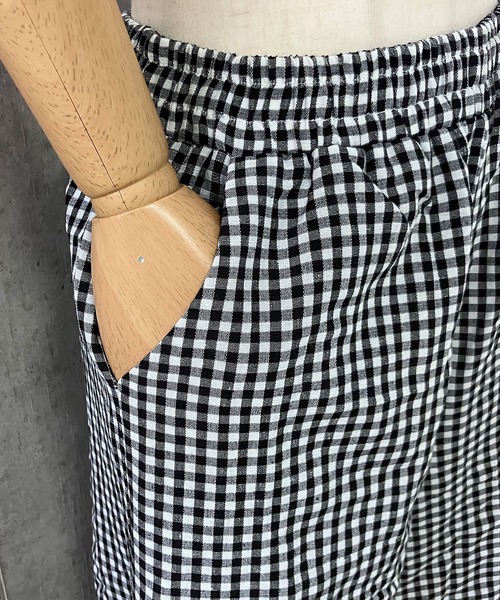 ❋美品 t.b ギンガムチェック デザインパンツ ❋ センソユニコ 綿 麻 meJane パンツ ギンガムチェック スーパーワイドパンツ