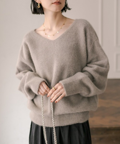 RIVE DROITE（リヴドロワ） Vネックニット FREE モカ レディース