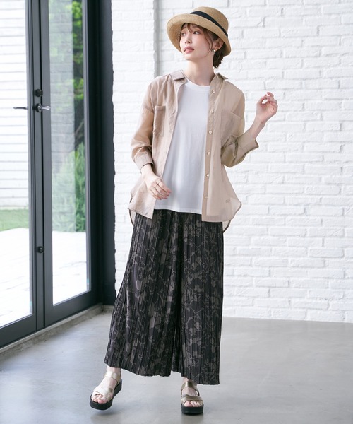 ズッカ　プリーツパンツ　ワイドパンツS ikka パンツ さらっとプリーツワイドパンツ レディース