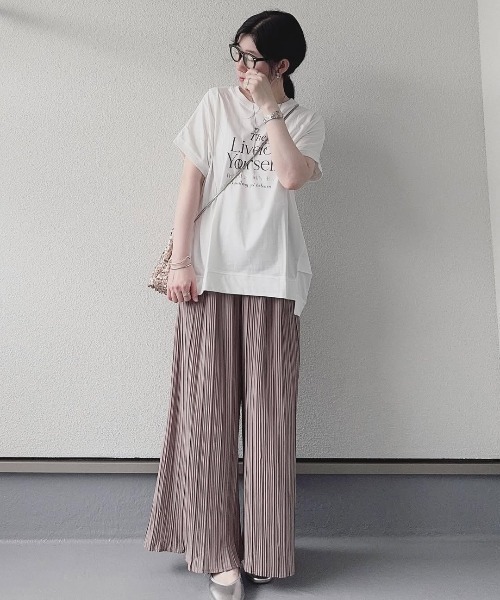 プリーツパンツ ikka パンツ 「ZOZO限定セール中」さらっとプリーツワイドパンツ
