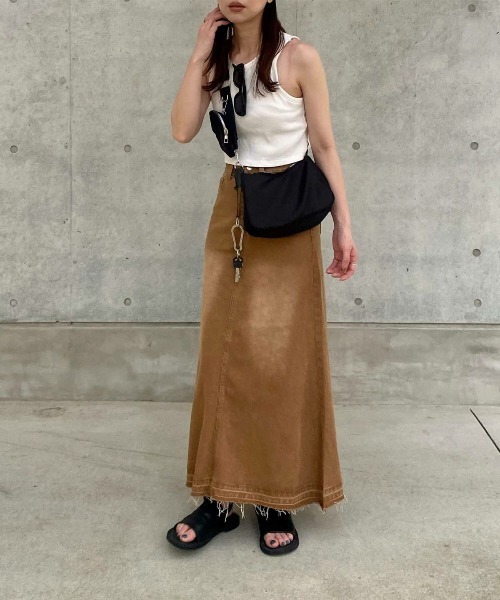 I-SOOK（アイスー） デニムスカート カットオフブラウンデニムスカート