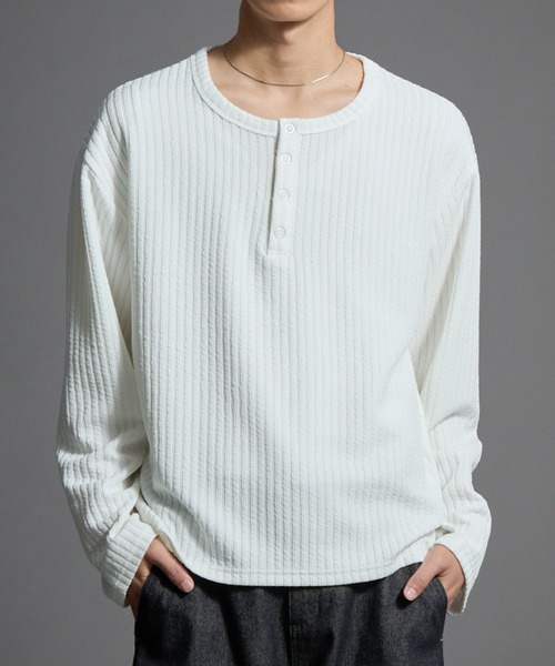 Loose（ルース） ヘンリーネック tシャツ ショートリブ ヘンリーネック