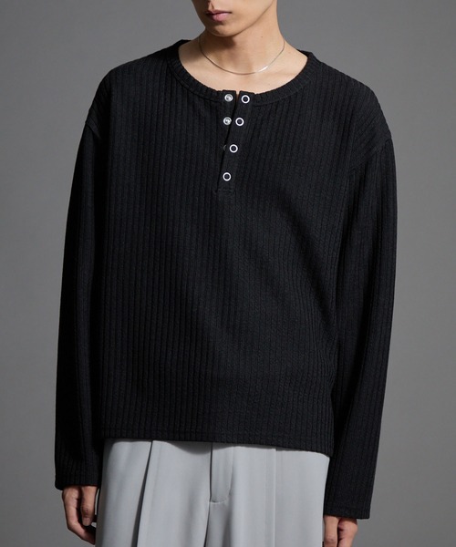 Loose（ルース） ヘンリーネック tシャツ ショートリブ ヘンリーネック