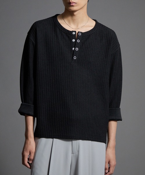 Loose（ルース） ヘンリーネック tシャツ ショートリブ ヘンリーネック