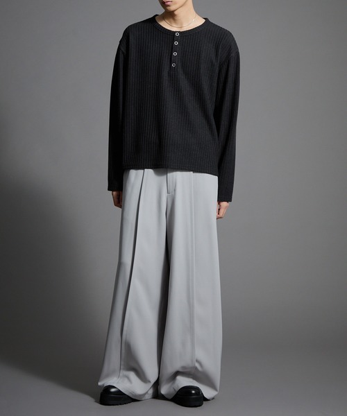 Loose（ルース） ヘンリーネック tシャツ ショートリブ ヘンリーネック