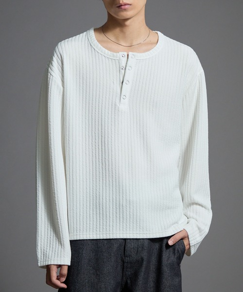 Loose（ルース） ヘンリーネック tシャツ ショートリブ ヘンリーネック