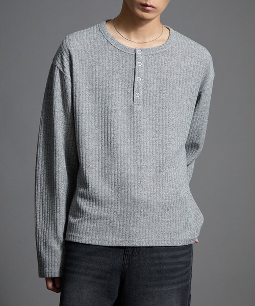 Loose（ルース） ヘンリーネック tシャツ ショートリブ ヘンリーネック