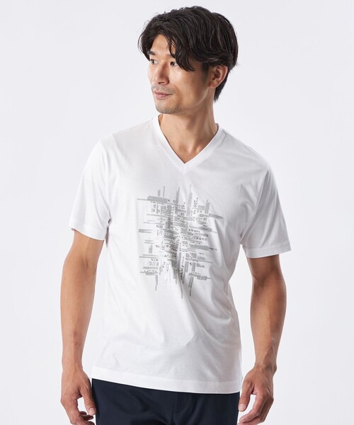 tシャツ スパンコールランダムラインカットソー メンズ