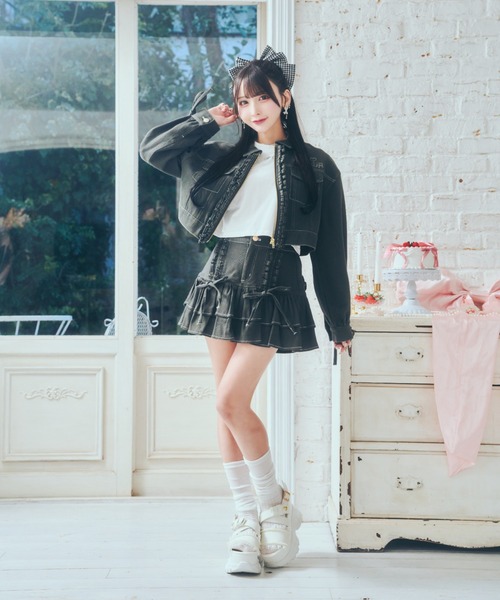 ReAmour デニムフリルジャケット ReAmour デニムジャケット gジャン デニムフリルジャケット レディース