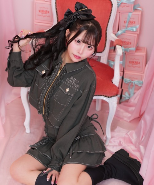 ReAmour デニムフリルジャケット 新品未使用 ReAmour デニムジャケット gジャン デニムフリルジャケット レディース