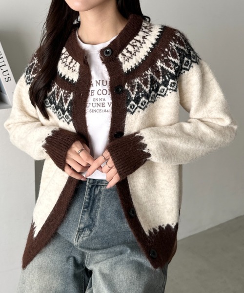 CLEA カーディガン ノルディックニットカーディガン レディース