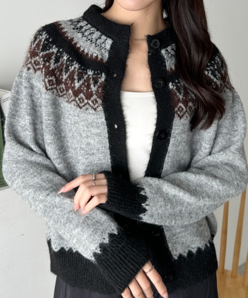 CLEA カーディガン ノルディックニットカーディガン レディース